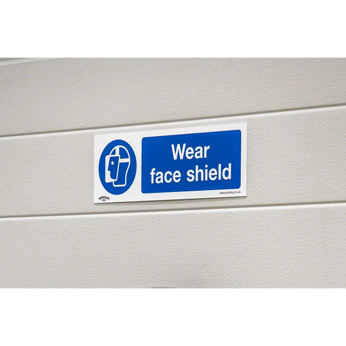 Worksafe by Sealey Mandatory Safety Sign - Wear Face Shield - Self-Adhesive Vinyl - Pack of 10 - Image 6
