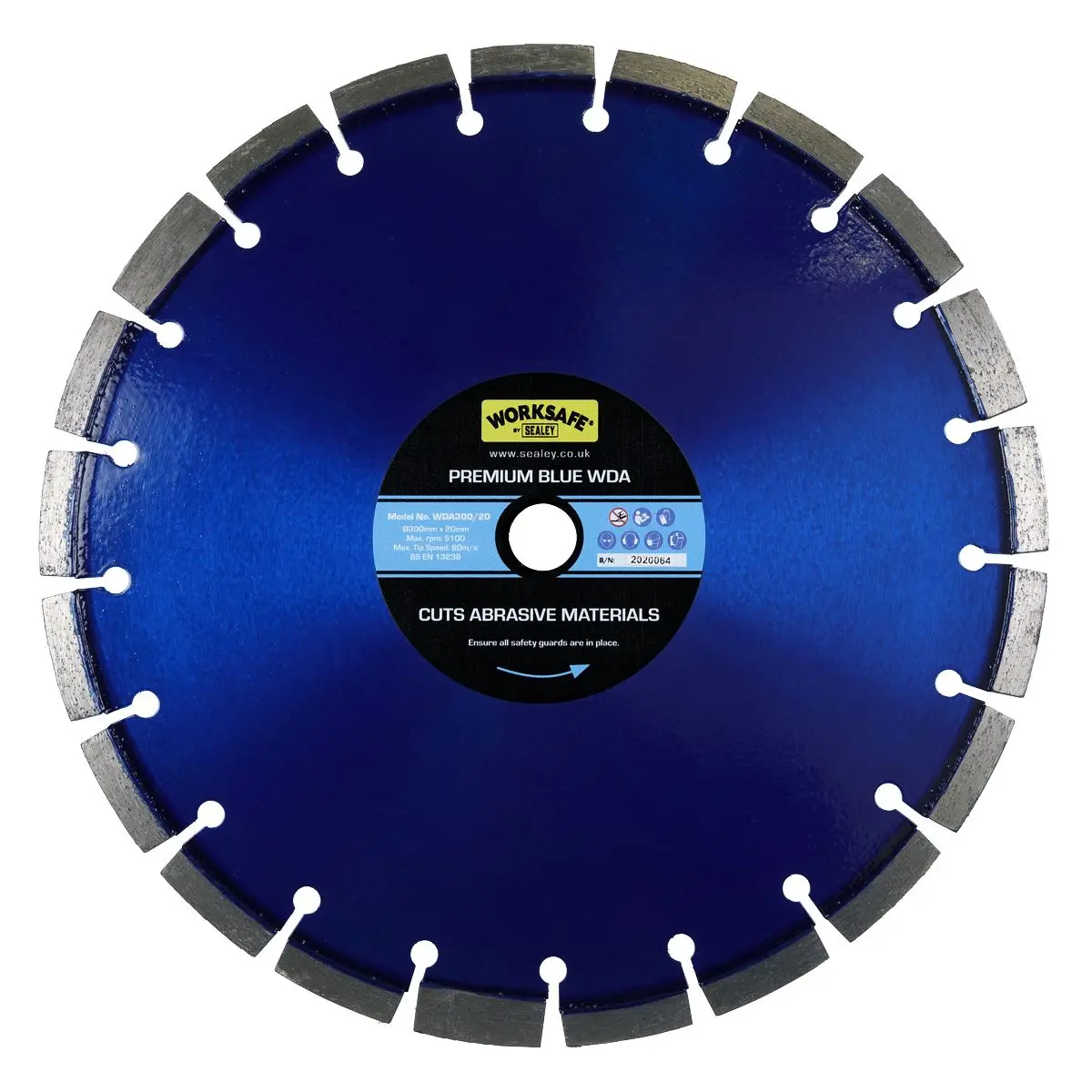 Worksafe by Sealey Premium Blue WDA Diamond Blade Ø300 x 20mm - Image 2
