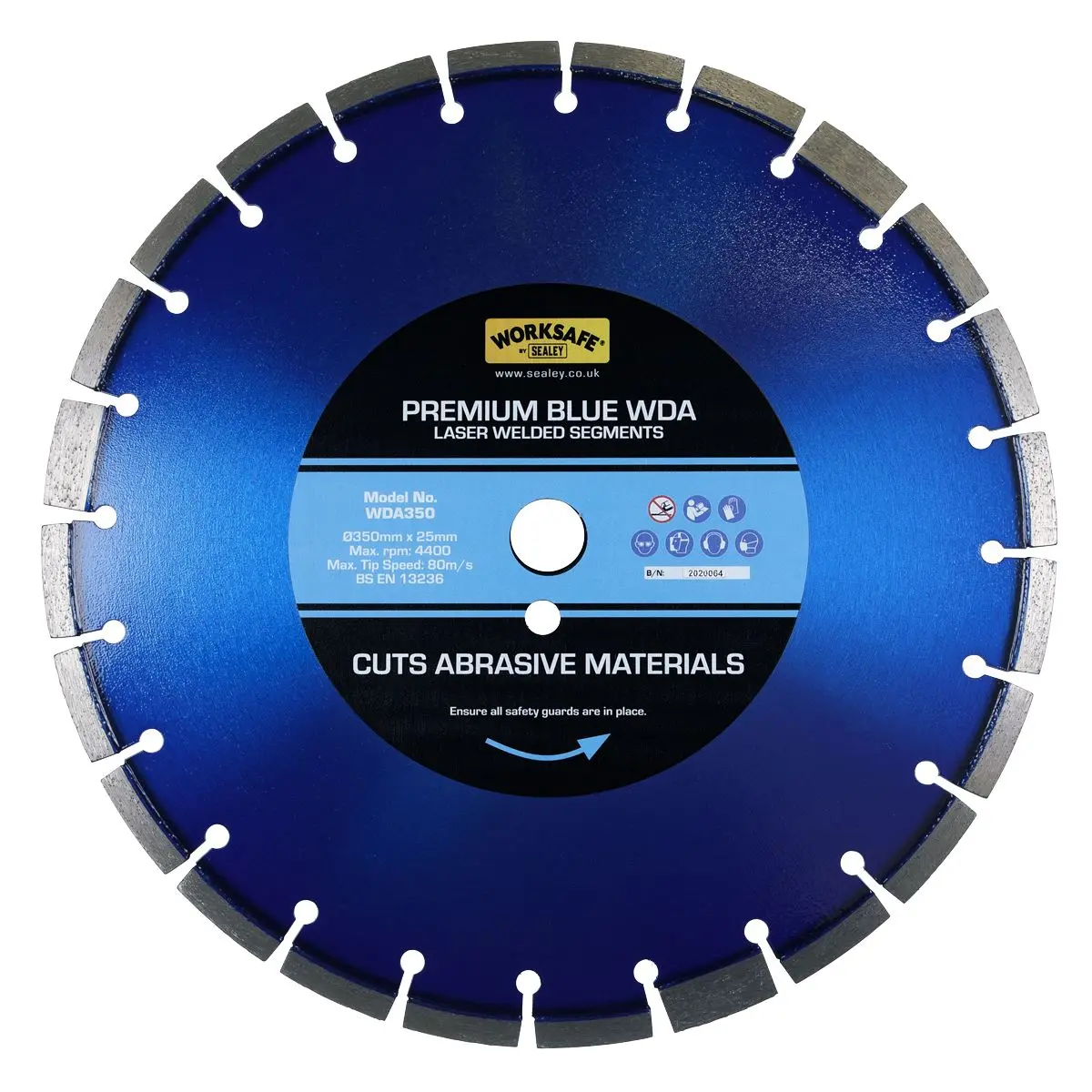 Worksafe by Sealey Premium Blue WDA Diamond Blade Ø350 x 25mm - Image 2
