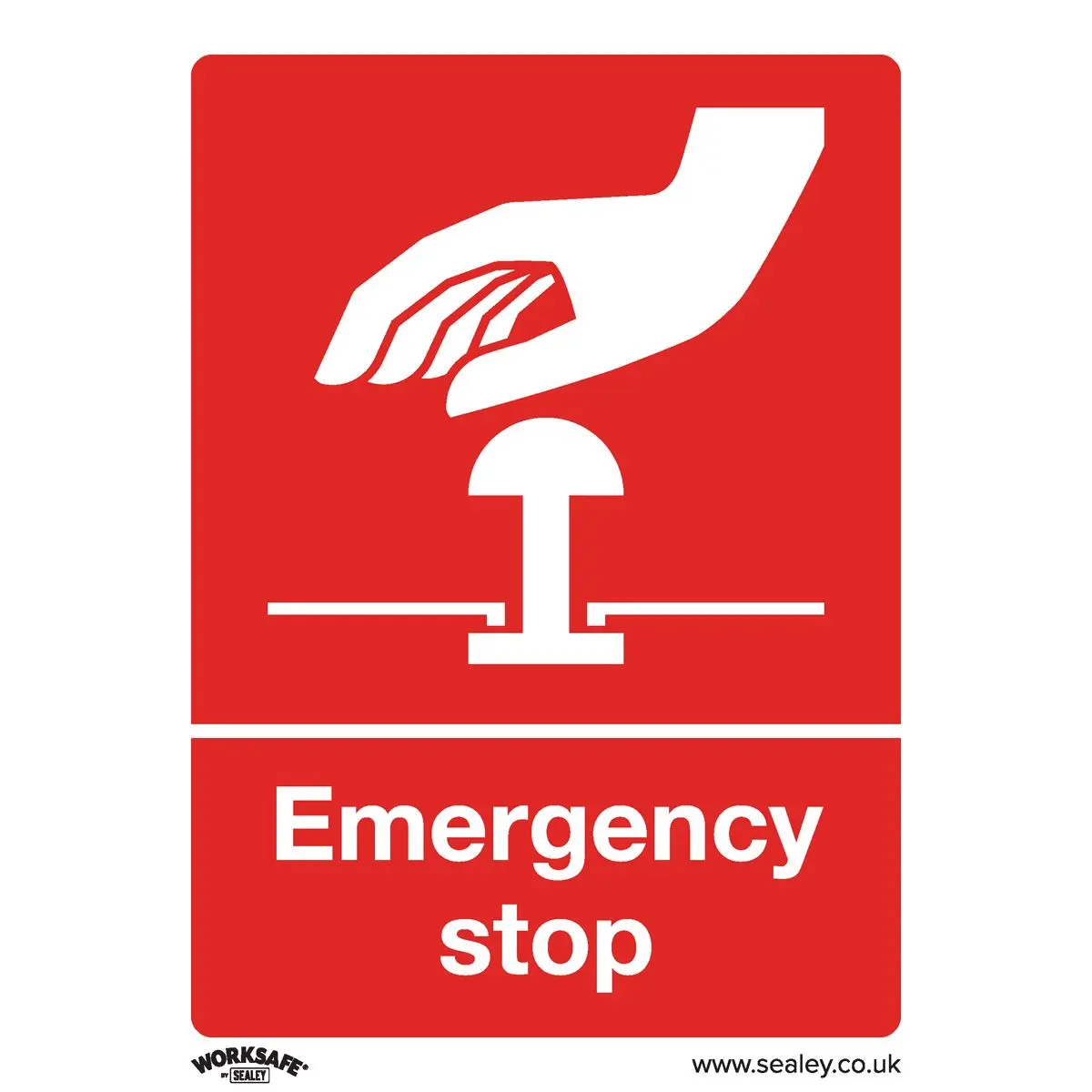 Worksafe by Sealey Safe Conditions Safety Sign - Emergency Stop - Self-Adhesive Vinyl - Pack of 10