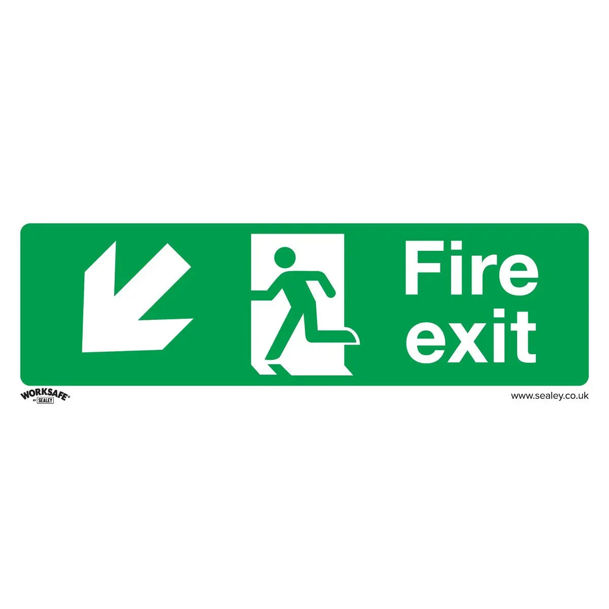 Worksafe by Sealey Safe Conditions Safety Sign - Fire Exit (Down Left) - Self-Adhesive Vinyl