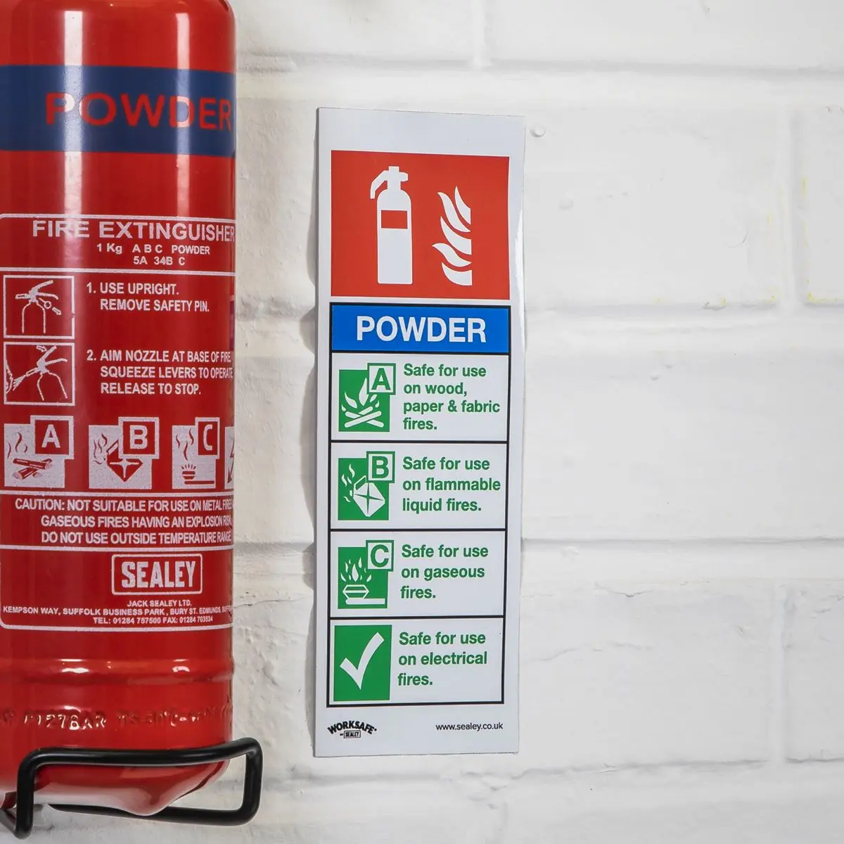 Worksafe by Sealey Safe Conditions Safety Sign - Powder Fire Extinguisher - Rigid Plastic - Image 7