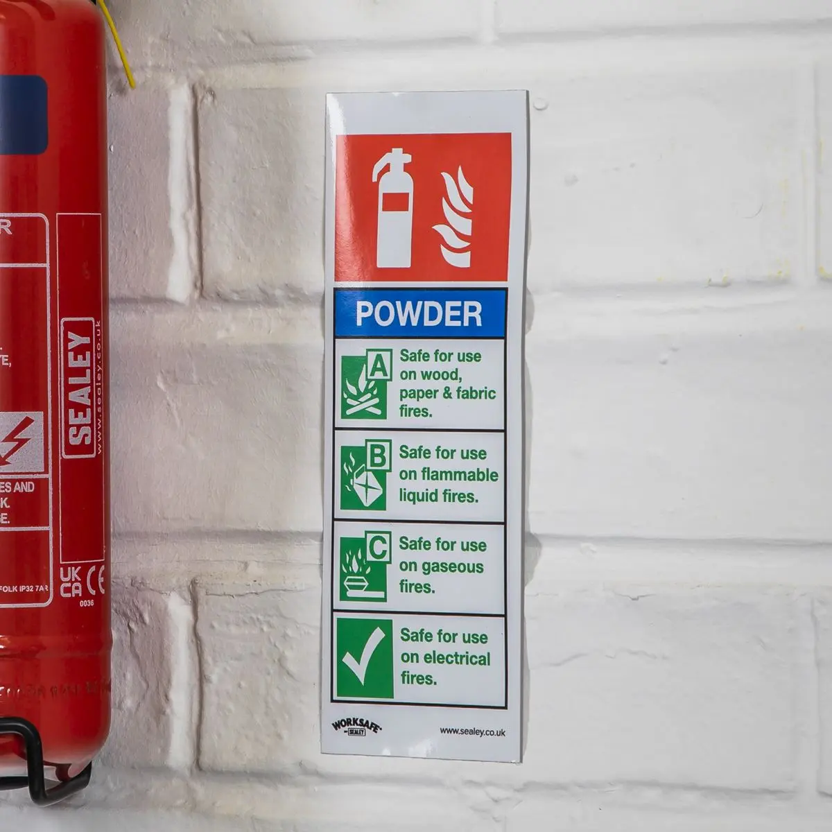 Worksafe by Sealey Safe Conditions Safety Sign - Powder Fire Extinguisher - Rigid Plastic - Image 8