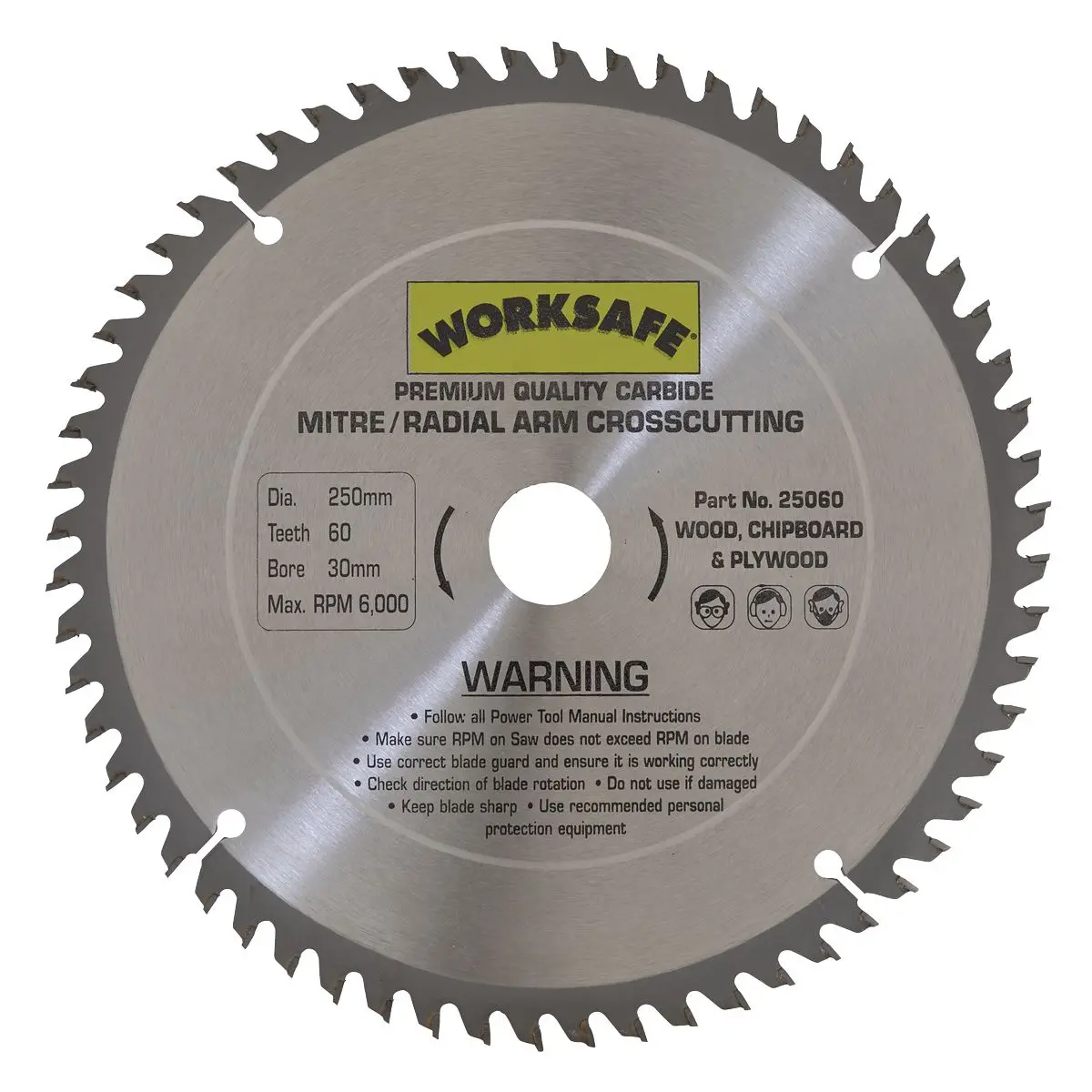 Worksafe by Sealey TCT Saw Blade Ø250 x 30mm - 60tpu - Image 2