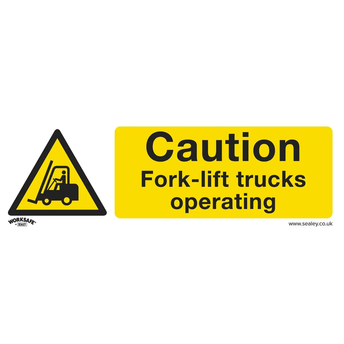 Worksafe by Sealey Warning Safety Sign - Caution Fork-Lift Trucks - Self-Adhesive Vinyl