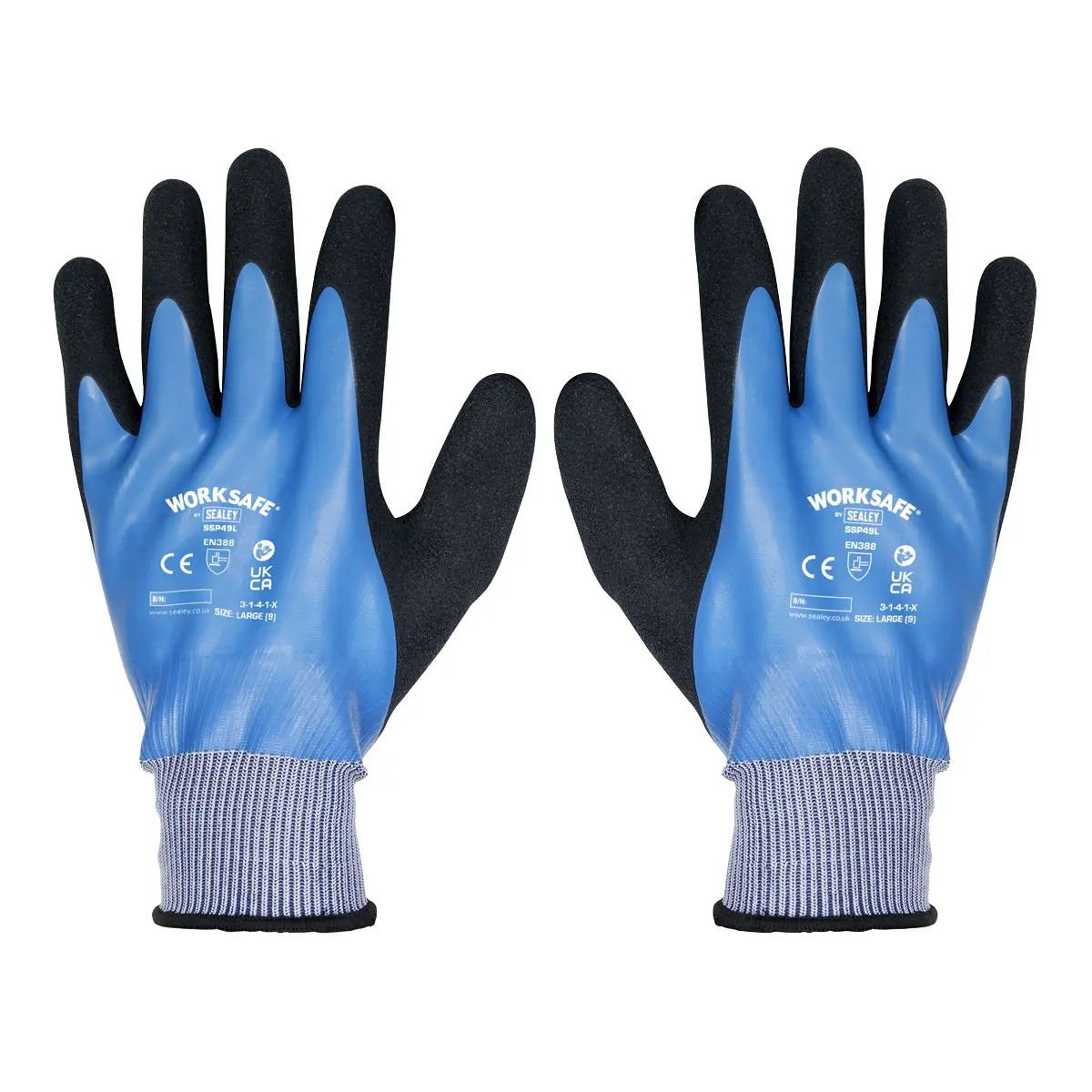 Worksafe by Sealey Waterproof Latex Gloves Large – Pair - Image 2