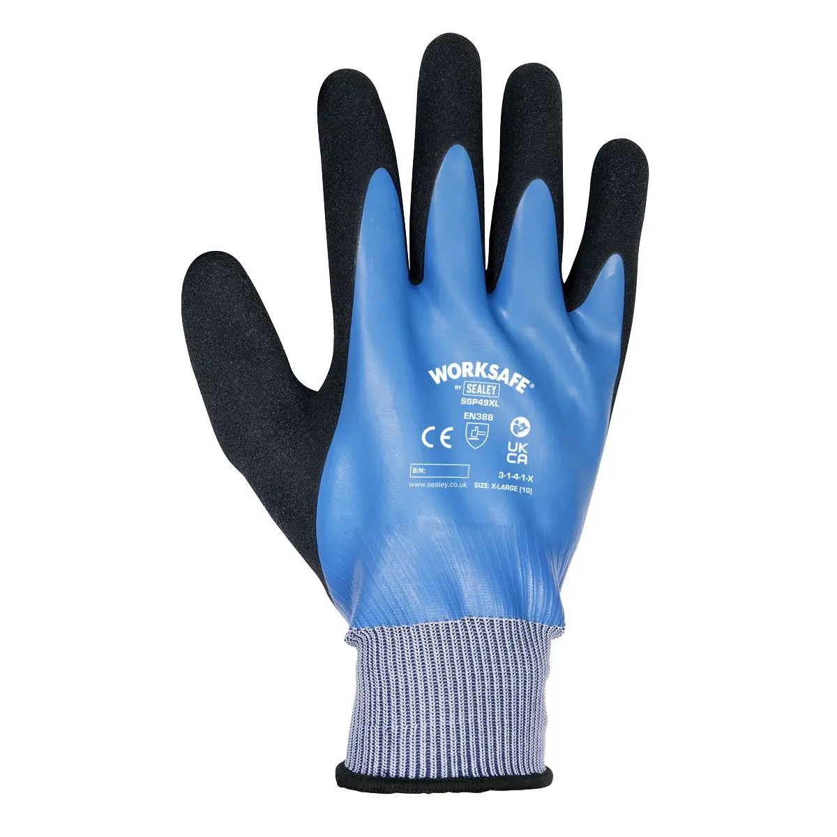 Worksafe by Sealey Waterproof Latex Gloves - (X-Large) - Pack of 6 Pairs - Image 2