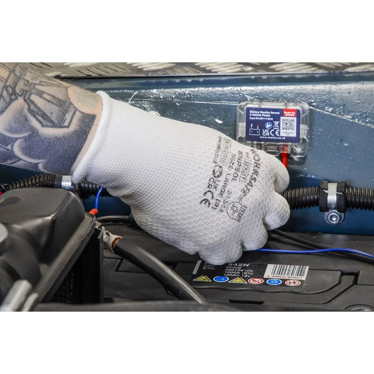 Worksafe by Sealey White Precision Grip Gloves - (Large) - Pack of 6 Pairs - Image 6